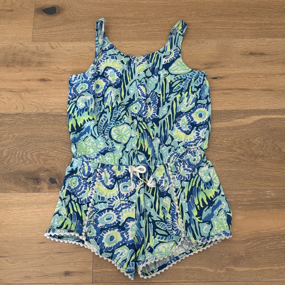 Lilly Pulitzer Girls Romper size L (8-10) blue green white